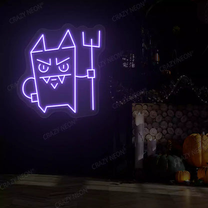 Devil Cat Neon Sign | Purple