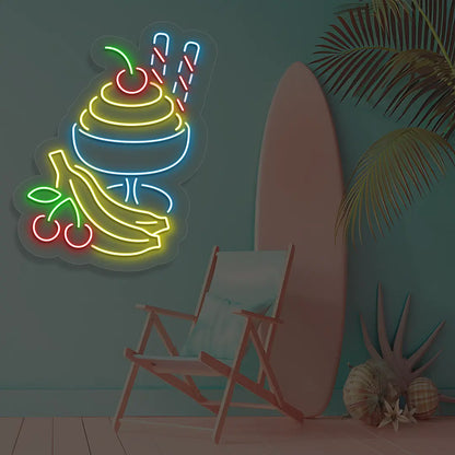 Tropical Sundae Neon Sign in Iceblue color