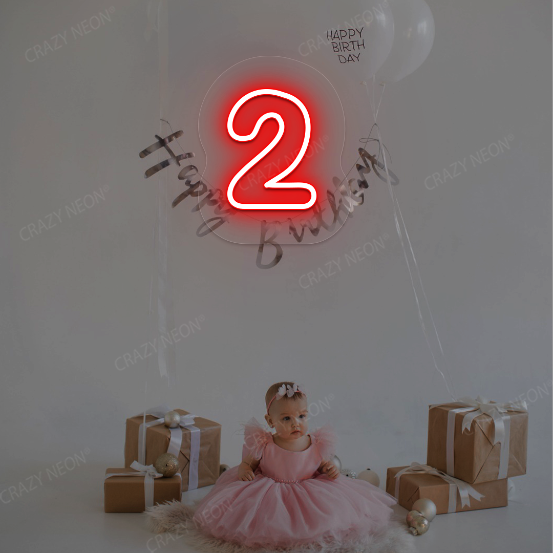 Number 2 Neon Sign | Red