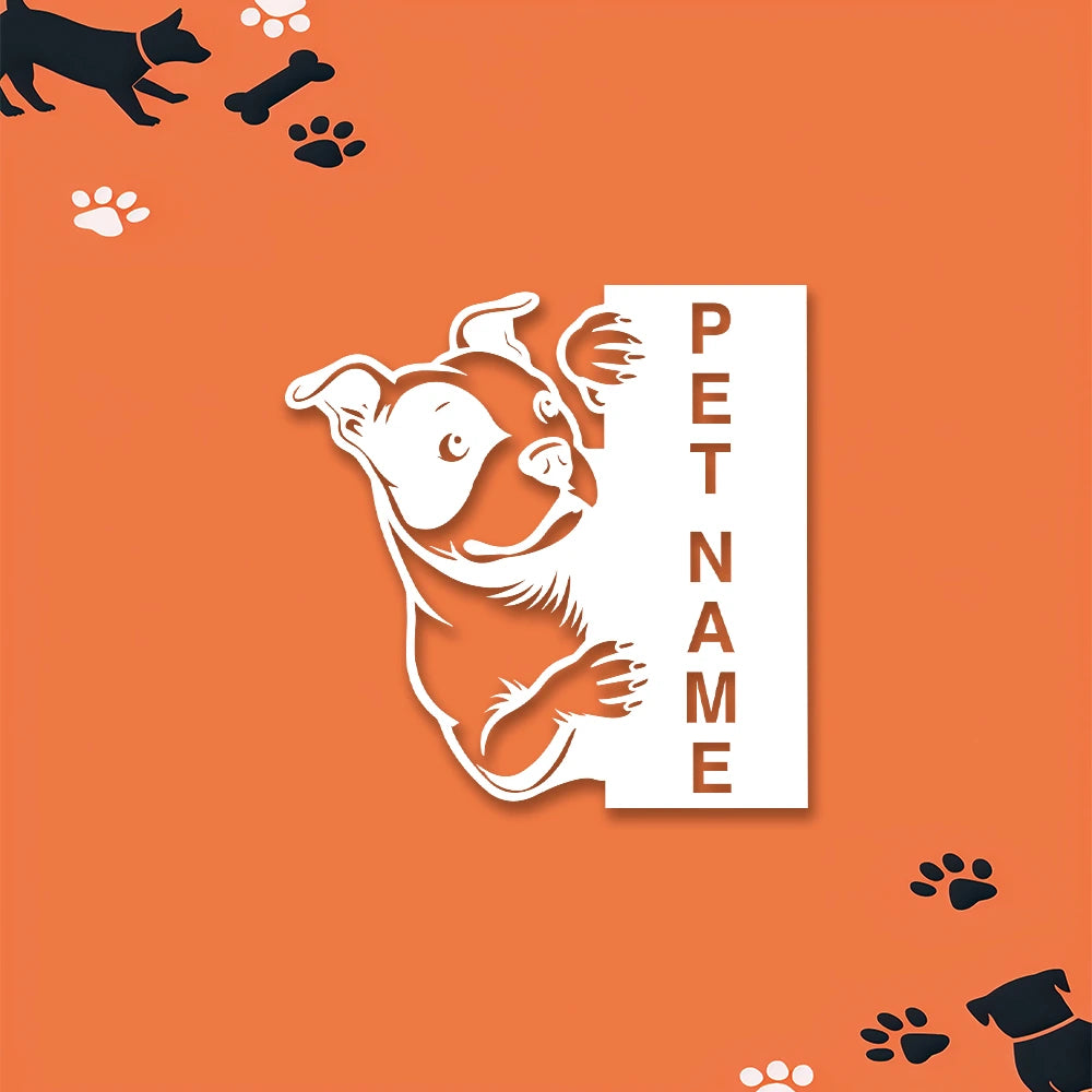 Pitbull Pet Personalized Metal Monogram in white color