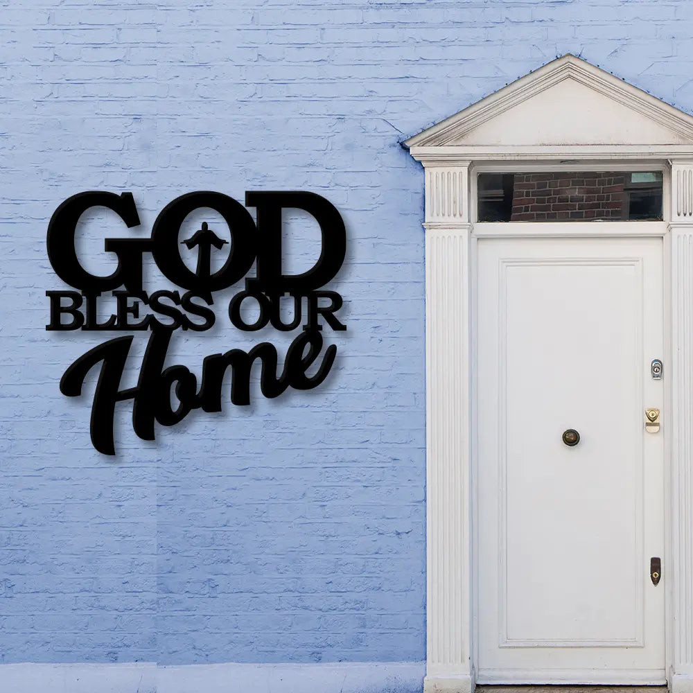 God Bless Our Home Metal Sign