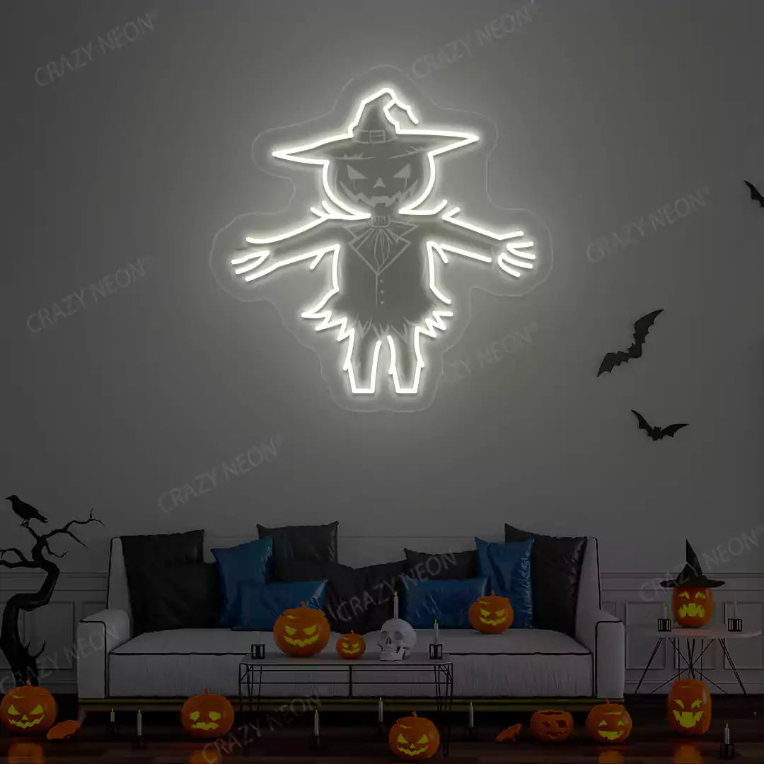 Haunted Scarecrow Neon Artwork | warmwhite