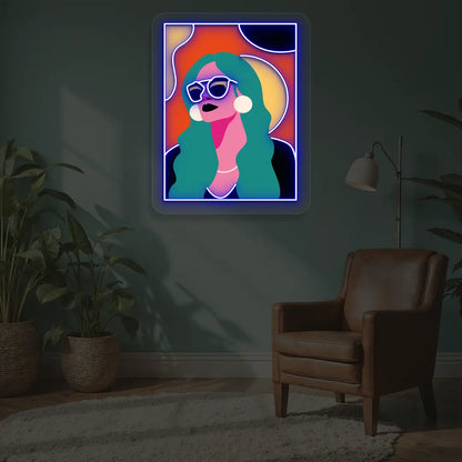 Chic Diva Neon Artwork in Purple color