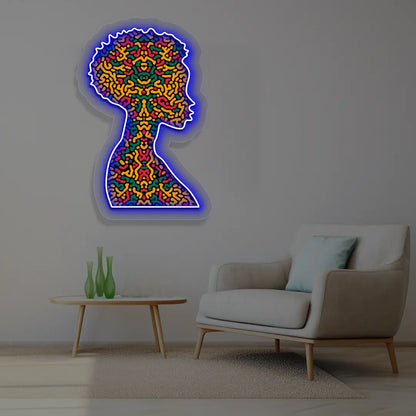 Vivid Diva Neon Artwork in Blue color
