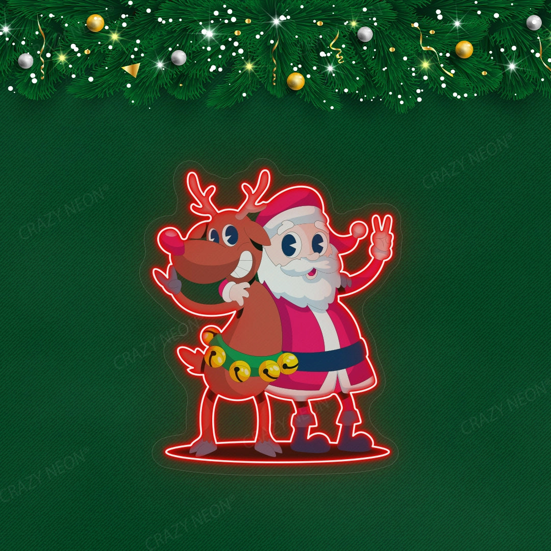 Santa and Rudolph Neon sign