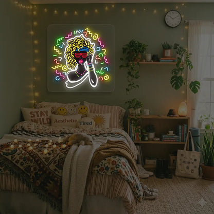 Funky Pop Diva Neon artwork in aesthetic decor 