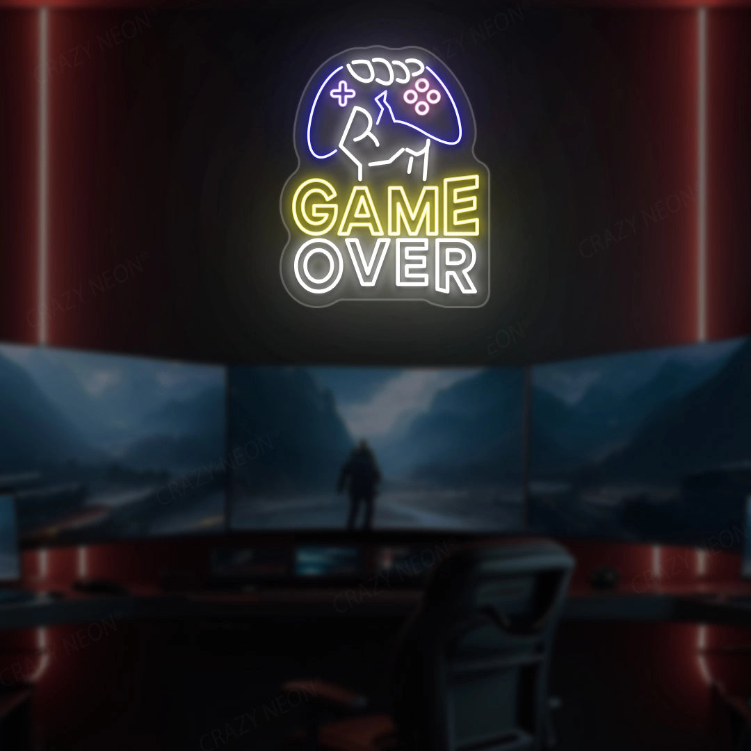 Game Over Neon Sign | Yellow-White