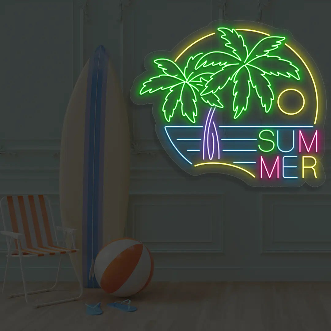 Summer Paradise Neon Sign in Iceblue color