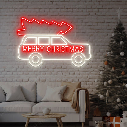 Merry Christmas Truck Neon Sign | Red 