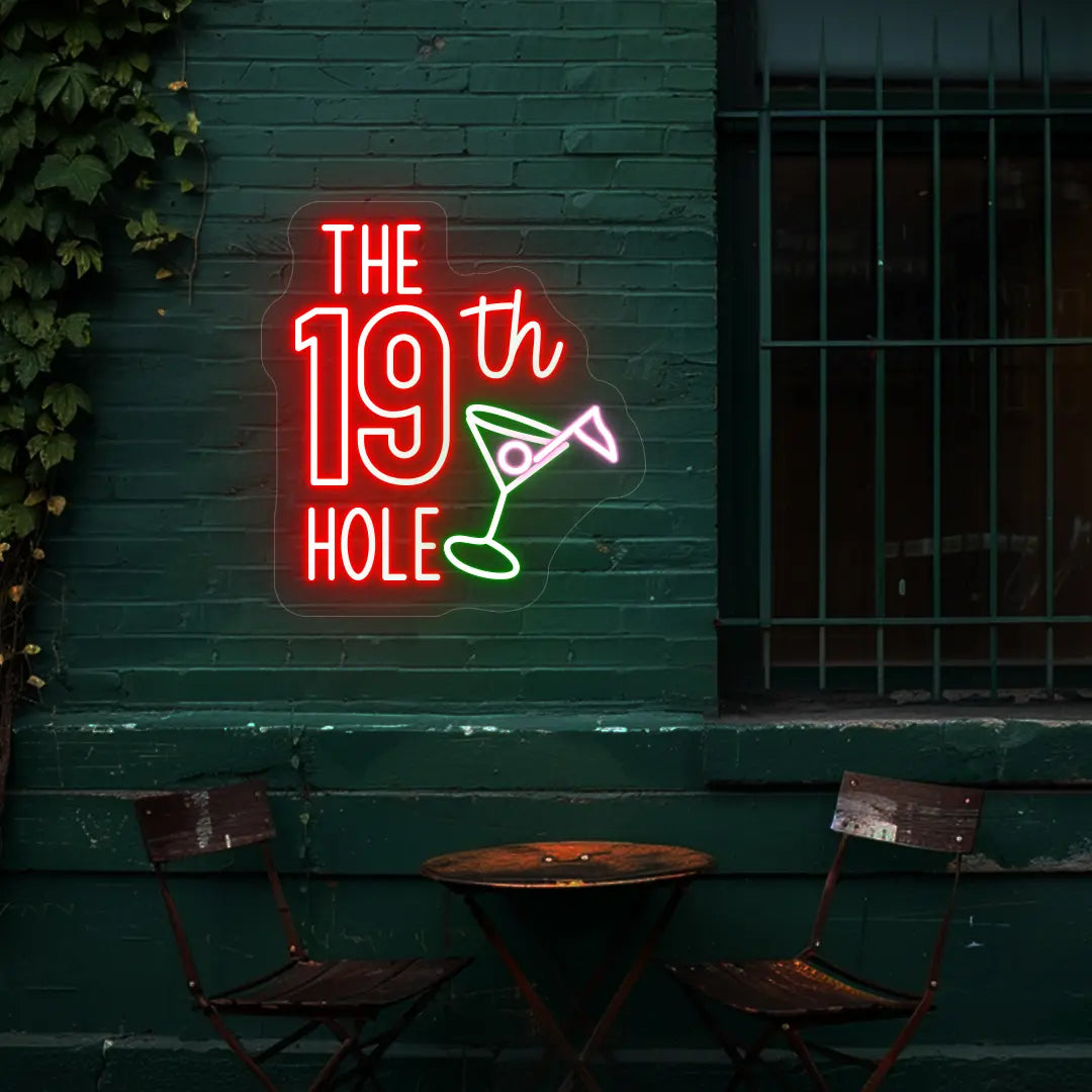 The 19th Hole Golf Neon Sign | red