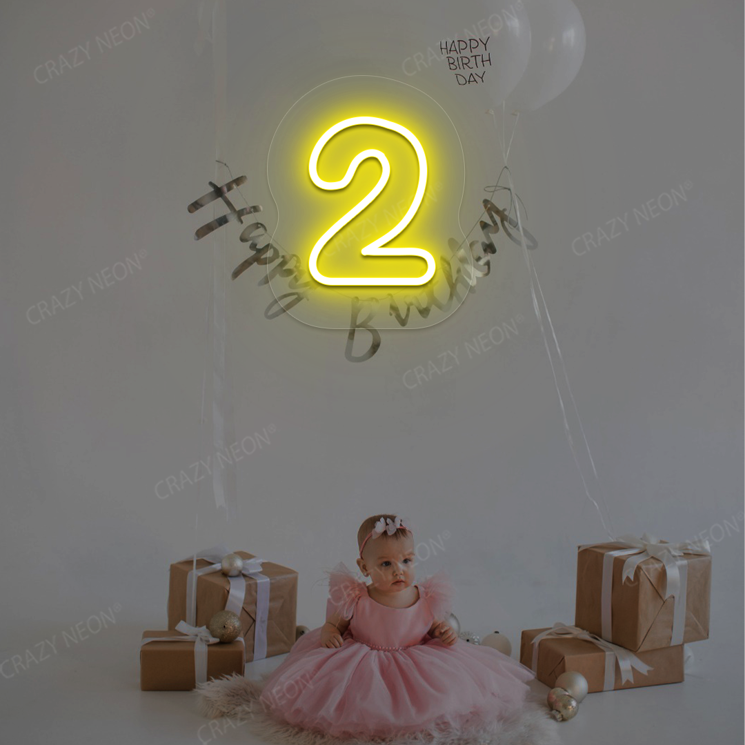 Number 2 Neon Sign | Yellow
