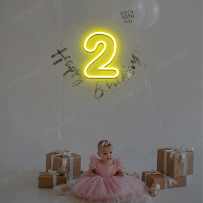 Number 2 Neon Sign | Yellow