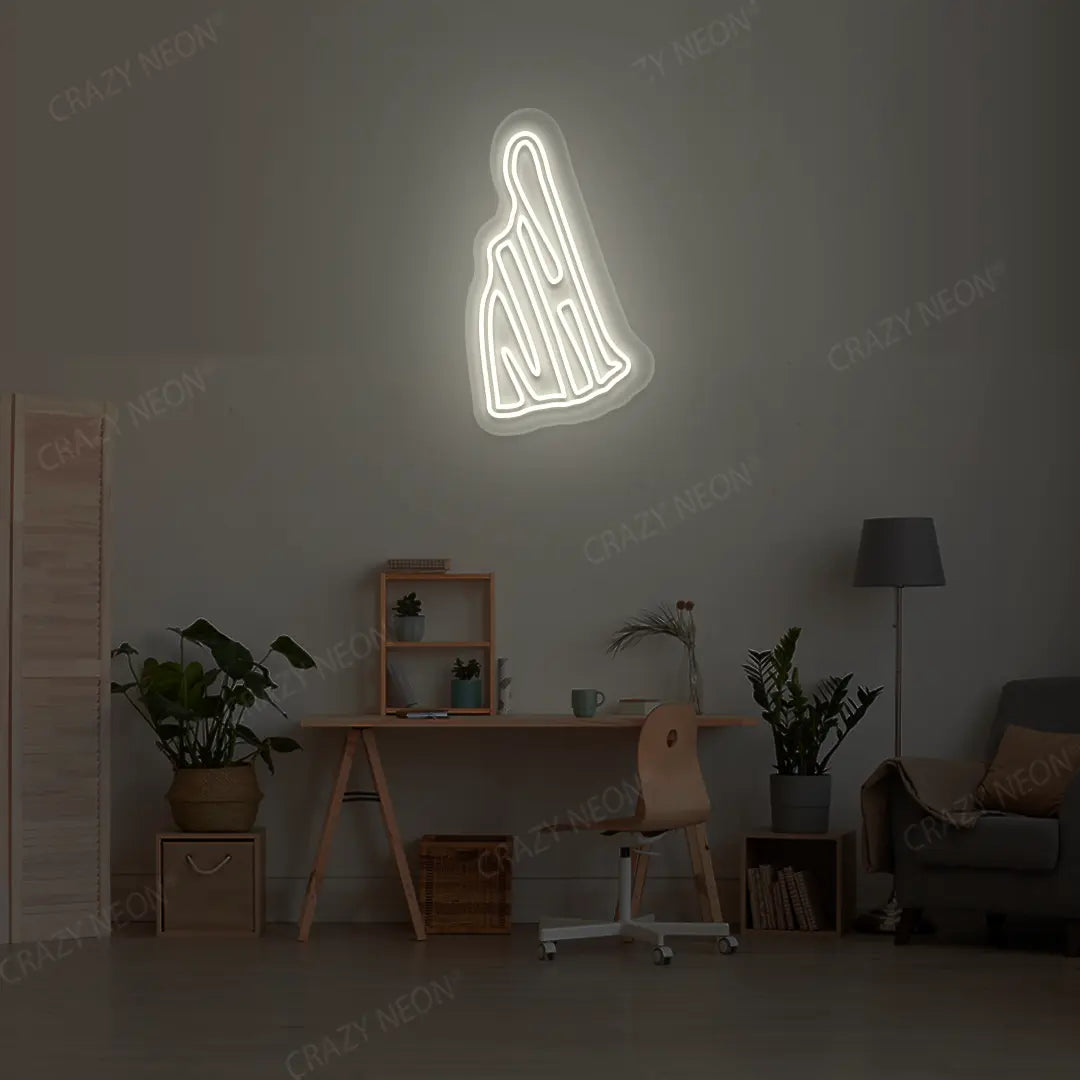 NEW HAMPSHIRE Map Neon Sign lighting up in warmwhite color in a room
