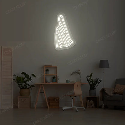 NEW HAMPSHIRE Map Neon Sign lighting up in warmwhite color in a room