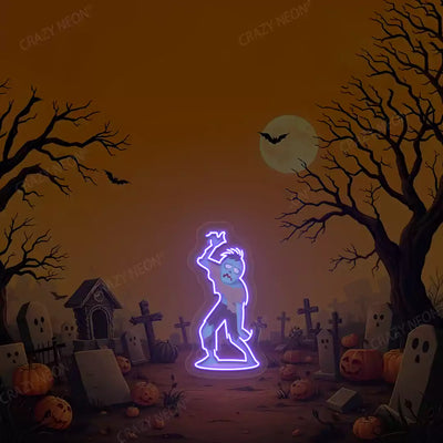 Graveyard Zombie Neon Artwork | Purple