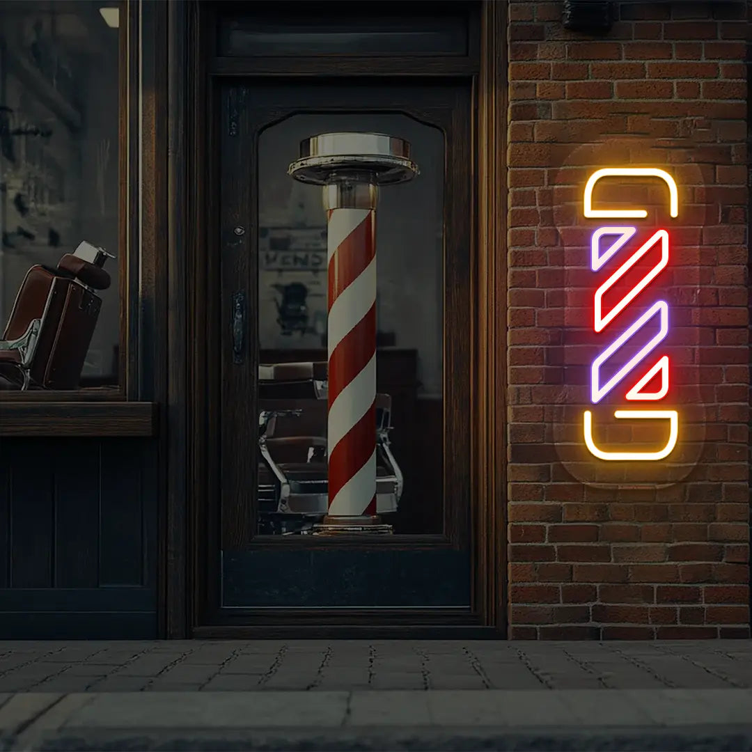 Classic Barber Pole LED Neon Sign in Orange Colour 