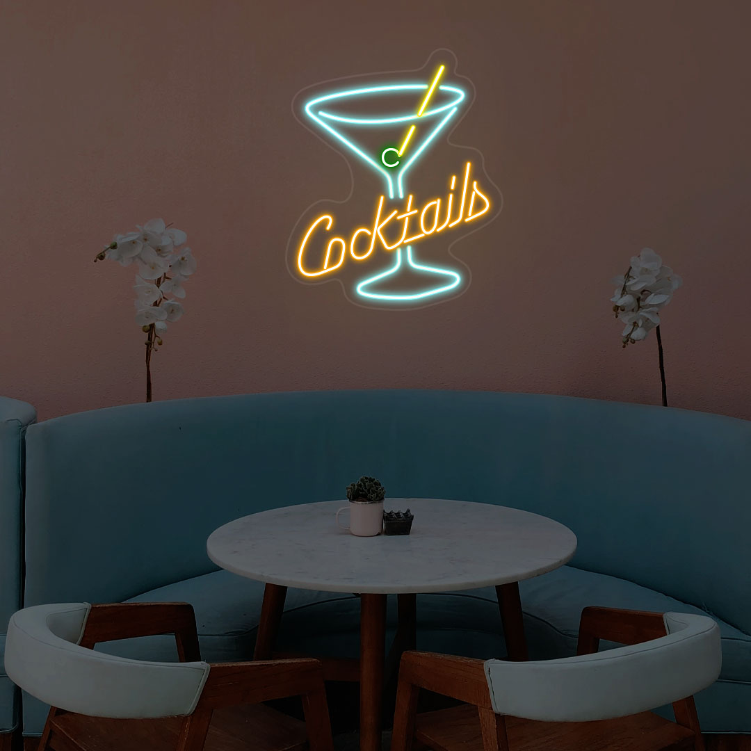 Cocktails Glass Neon Sign