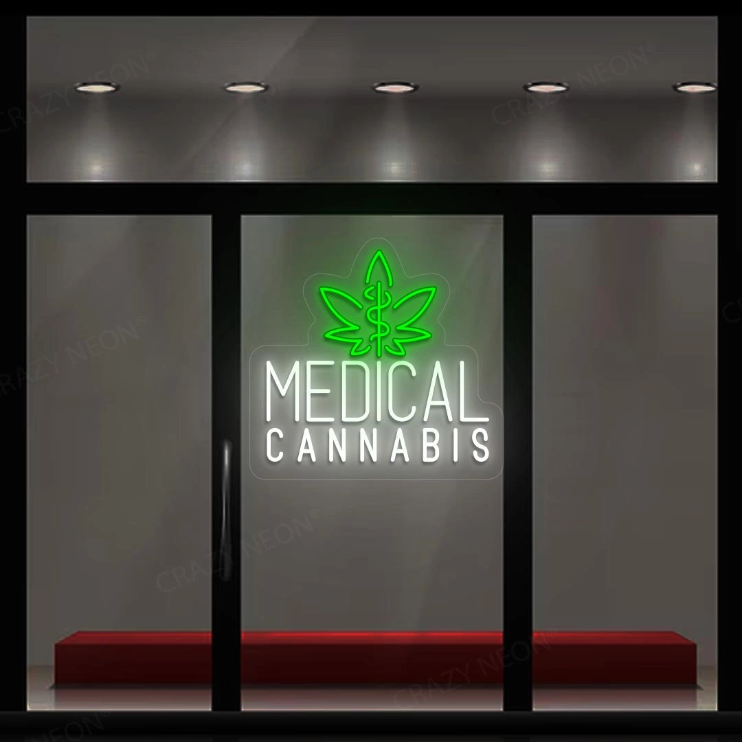 Medical Cannabis Leaf Neon Sign | Whiite