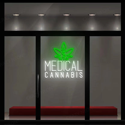 Medical Cannabis Leaf Neon Sign | Whiite