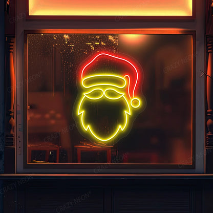 Santa Face Neon Sign | yellow 