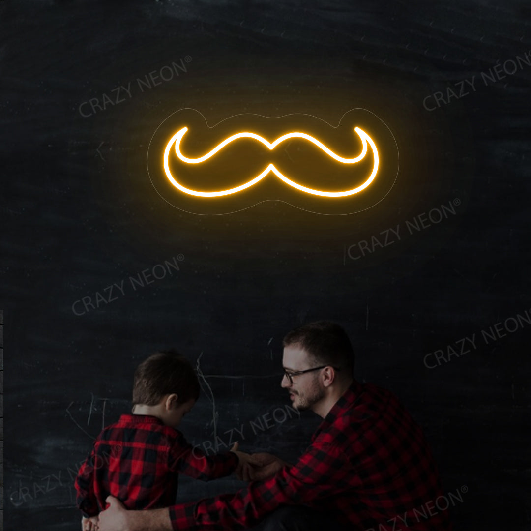 Moustache Neon Sign | Orange