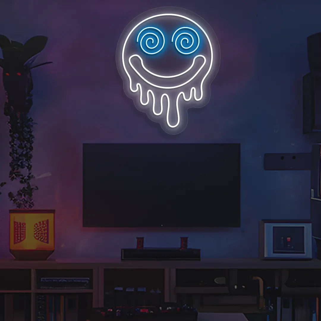 After-Party Emoji Neon Sign in Iceblue color