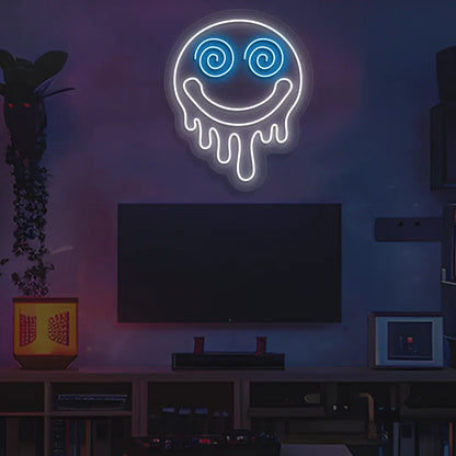 After-Party Emoji Neon Sign in Iceblue color
