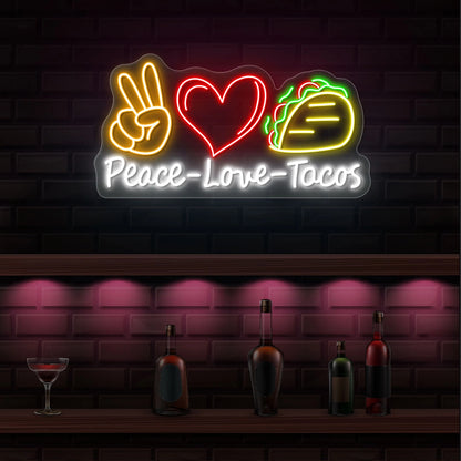 Peace Love Tacos Neon Sign | White