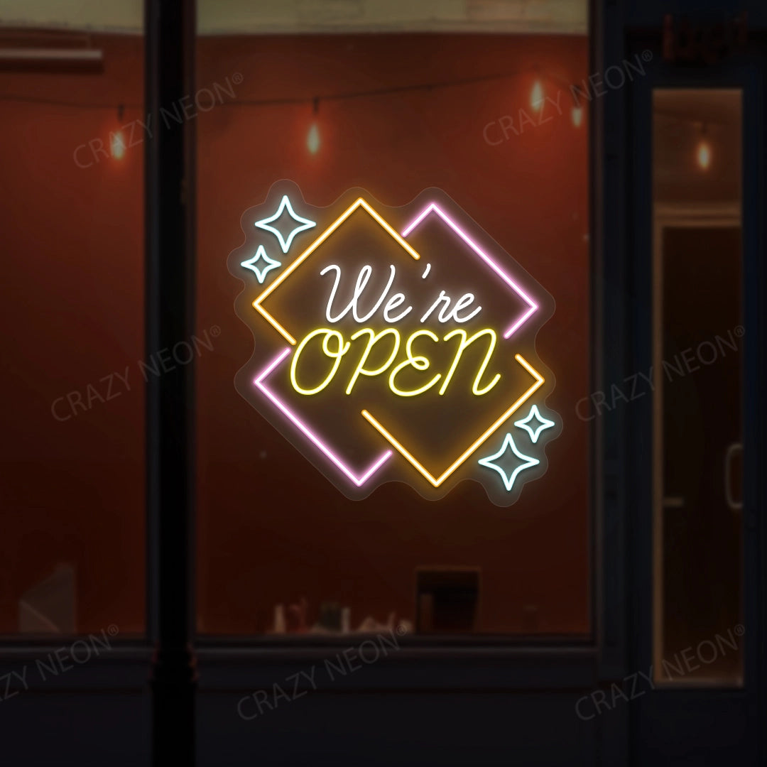 We're Open Neon Sign - Multicolor | Yellow