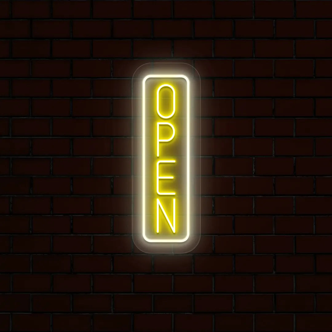 Vertical Open Multicolor Neon Sign