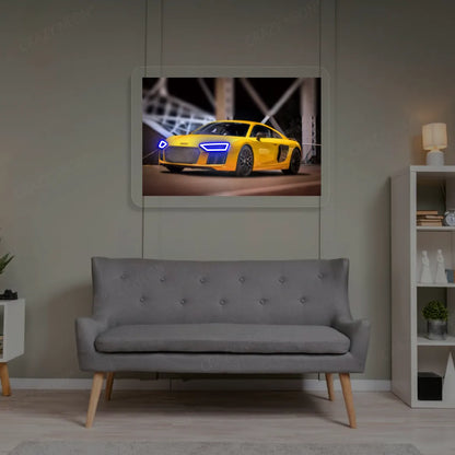 Yellow R8 Headlight Neon Artwork | Blue