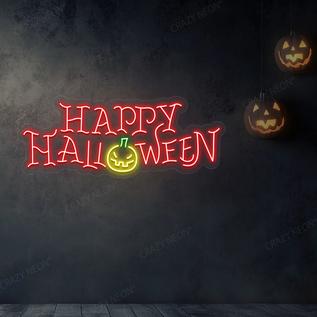 Happy Halloween Neon Led Sign | Yellow 