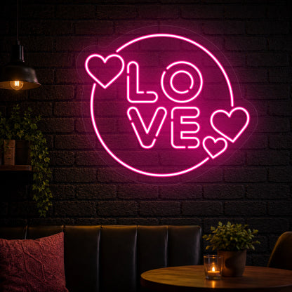 Circle of Love Neon Sign in Pink color