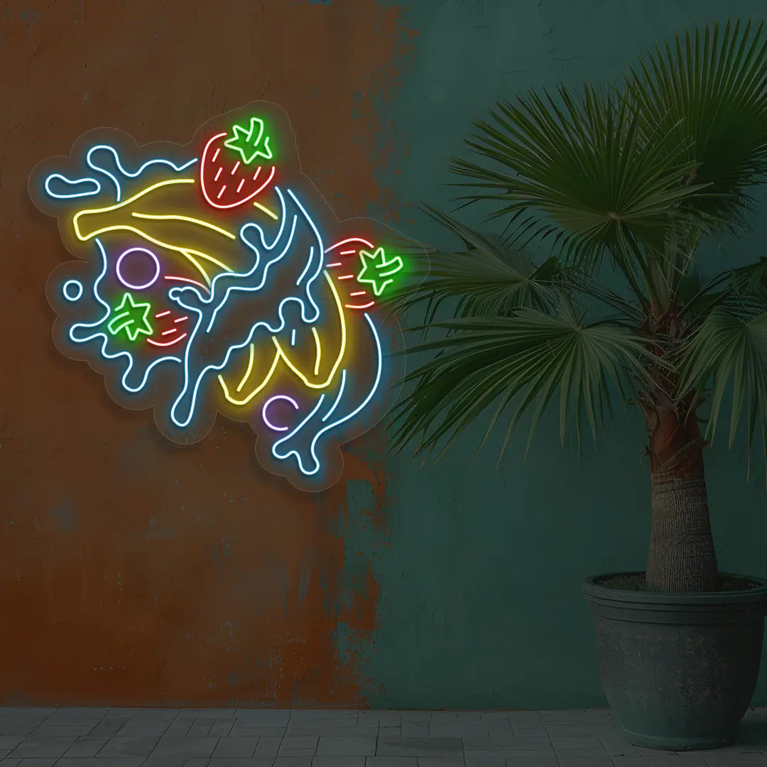 Berry Banana Blast Neon Sign in Iceblue