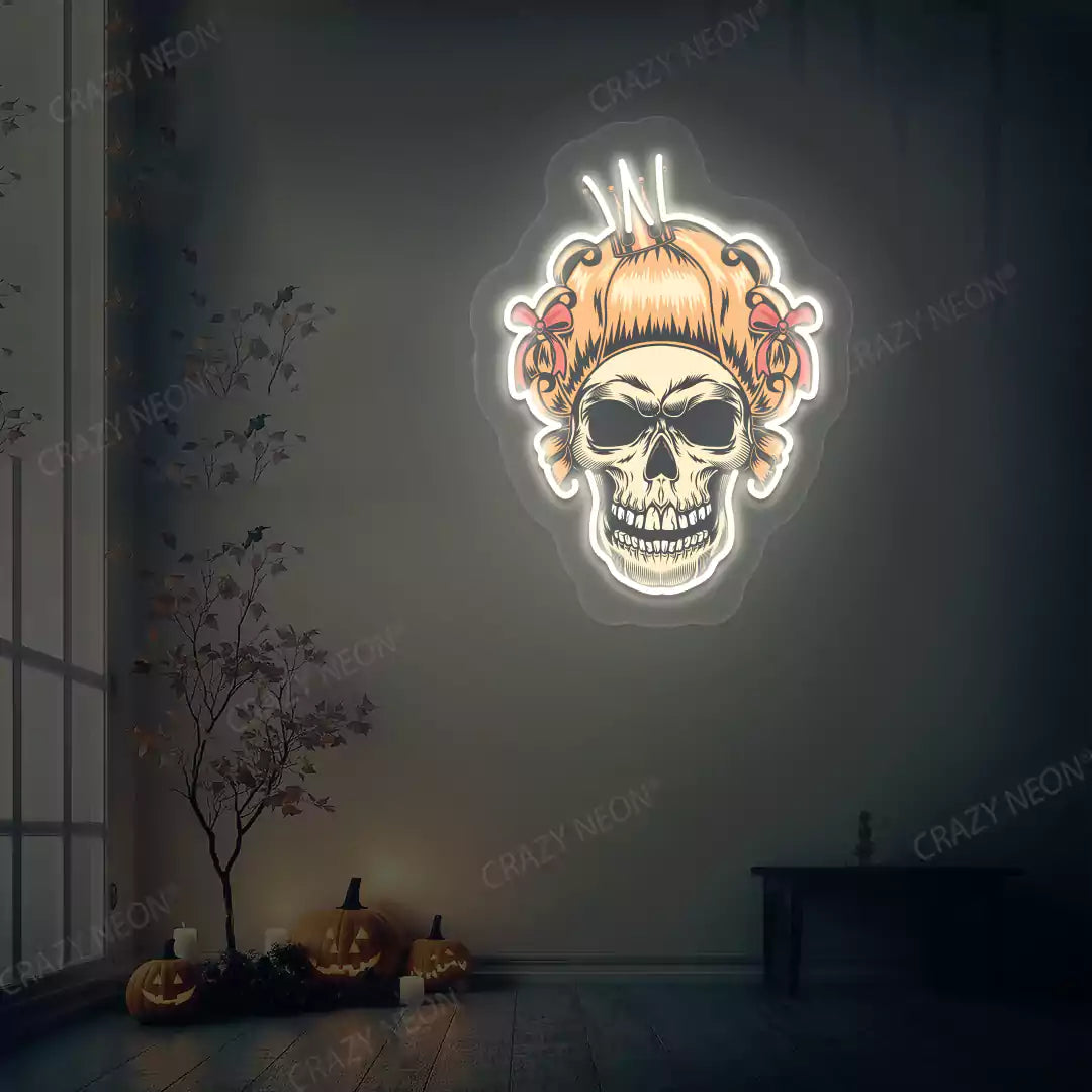 Princess skull Neon Artwork | Warmwhite