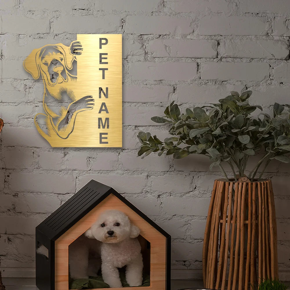 Great Dane Pet Personalized Metal Monogram in Brushed Golden Finish