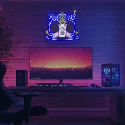 Boombox Vibe Neon Artwork | Blue