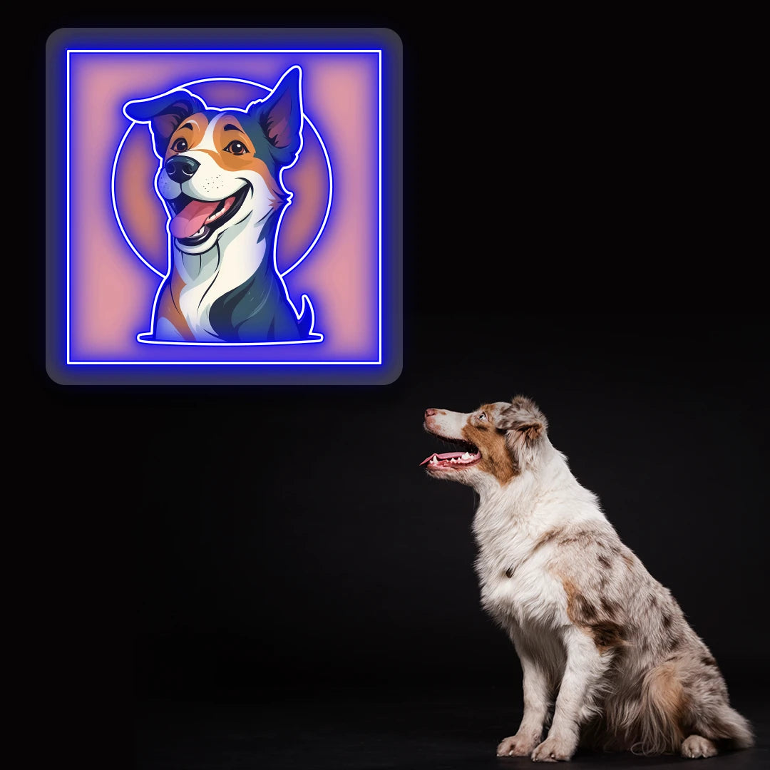 Happy Aussie Halo Neon Artwork in Blue LED 