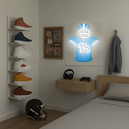 Detroit Goff 16 Jersey Football Neon Artwork