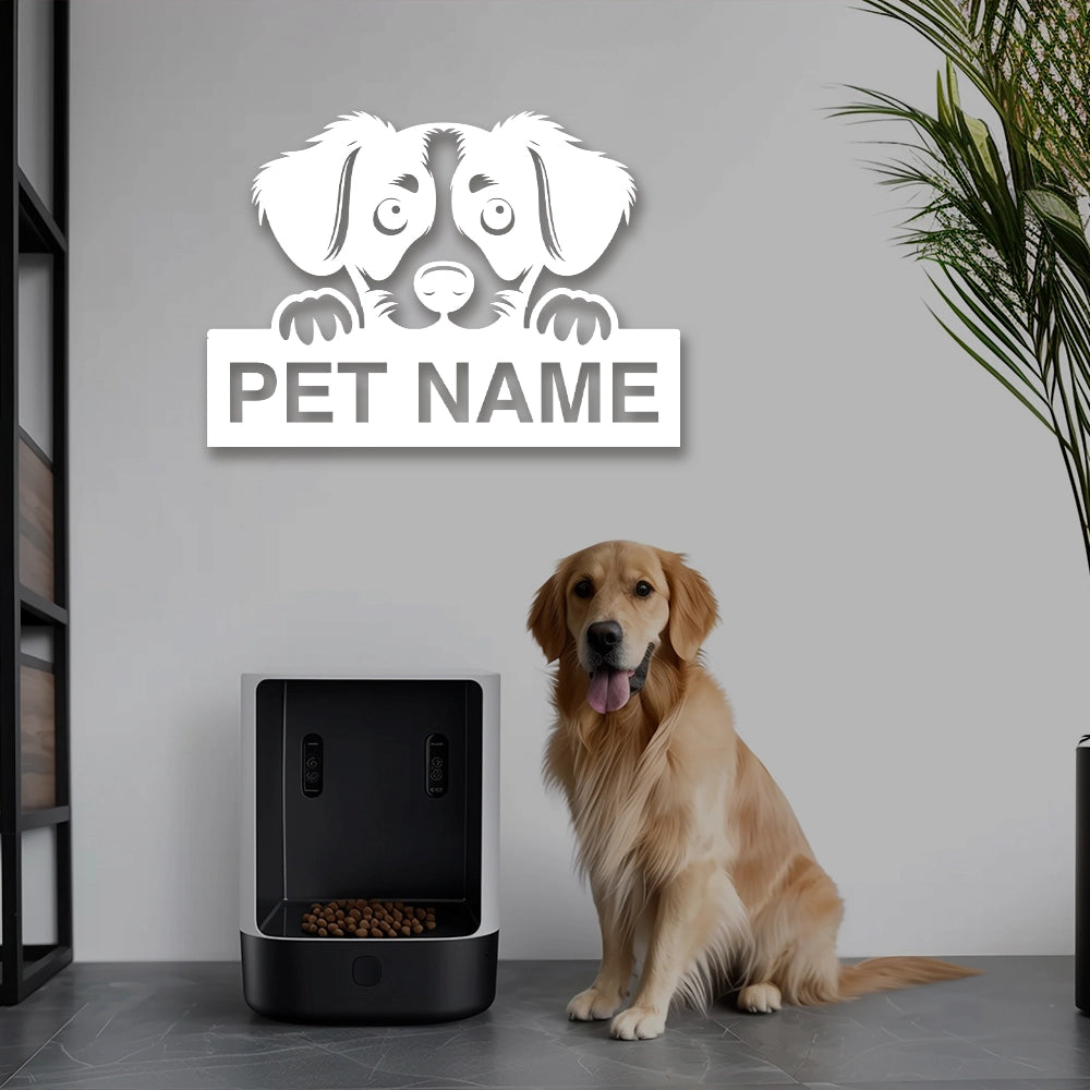 Golden Retriever Pet Personalized Metal Monogram in white Color