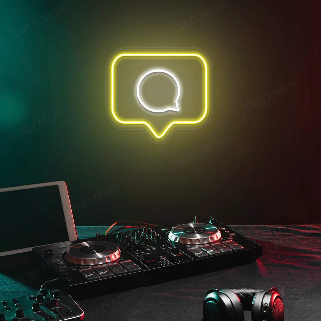 Comment Box Neon Sign in Yellow Color Mounted on a wall 