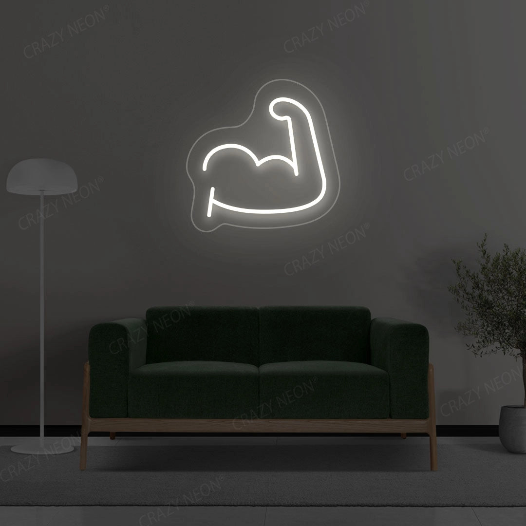 Muscular Hand Neon Sign | White