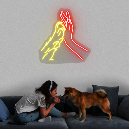 Pawesome High Five Neon Sign | Red