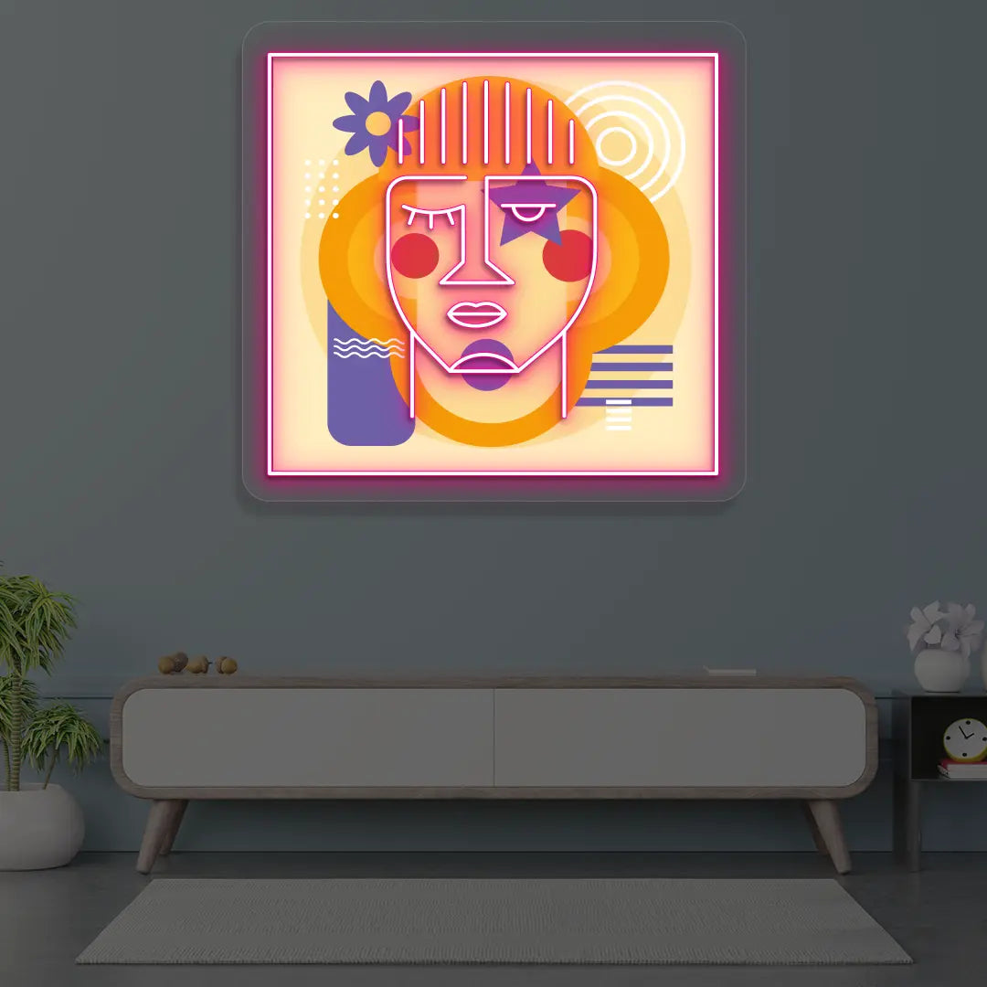 Urban Pop Abstract Neon Artwork Sign in Pink Color