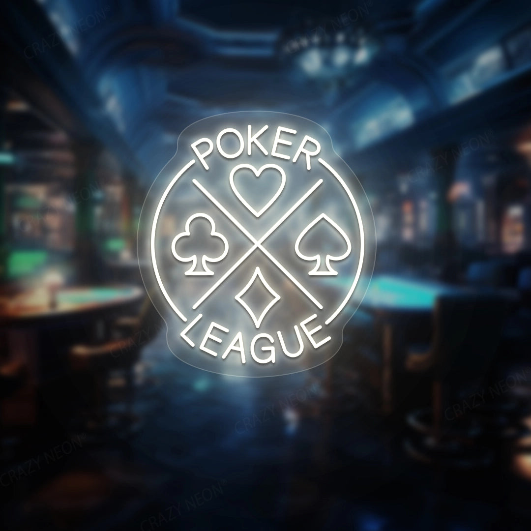 Poker League Neon Sign | Warmwhite