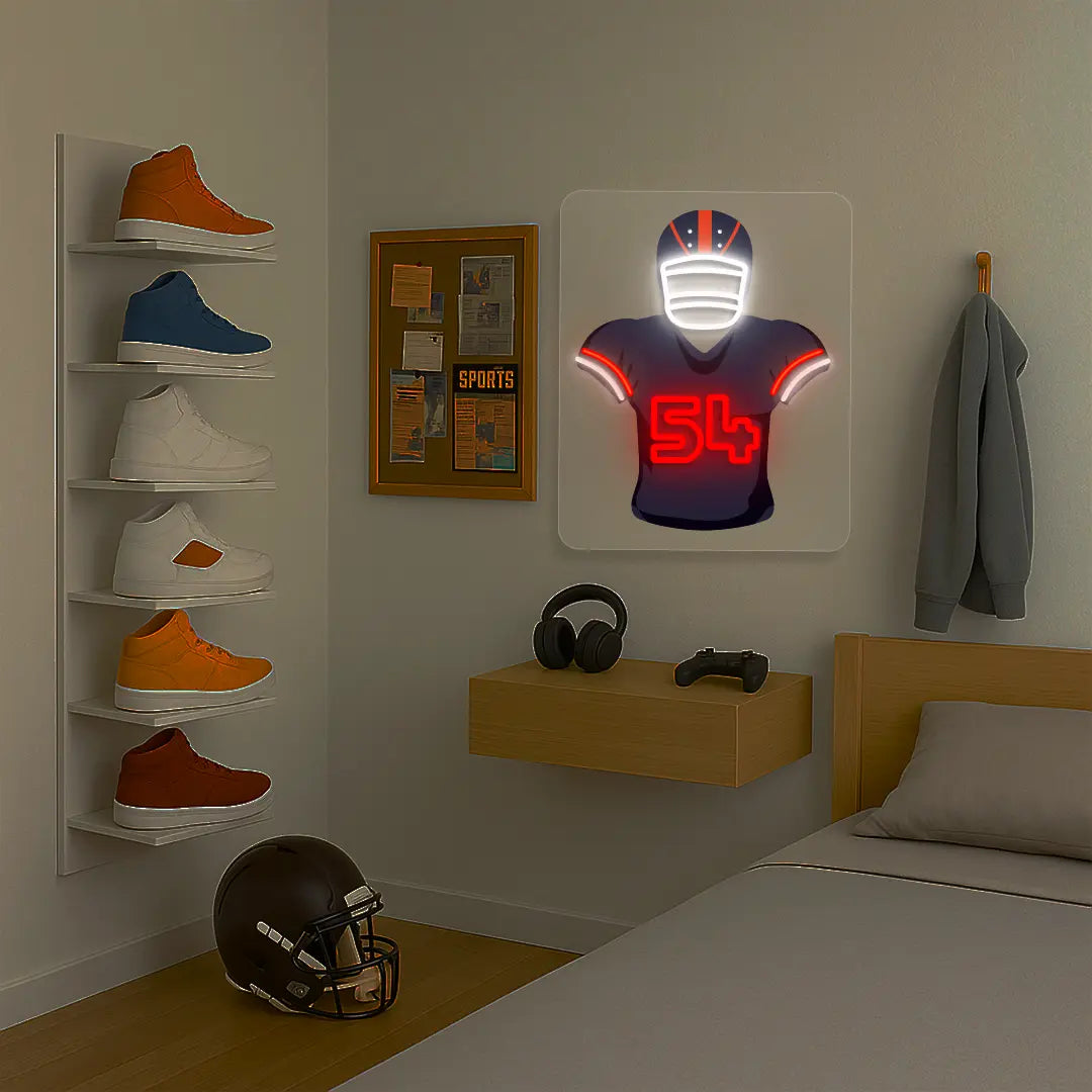 Chicago Urlacher 54 Jersey Football Neon Artwork