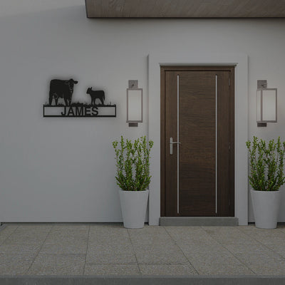 Cow Calf Farm Name Personalized Metal Monogram in Black color