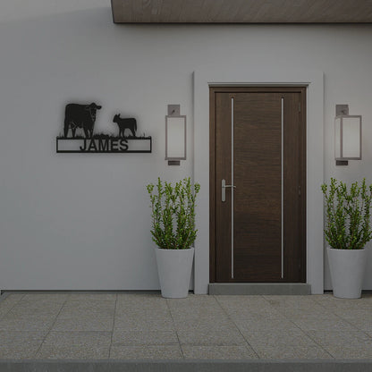 Cow Calf Farm Name Personalized Metal Monogram in Black color