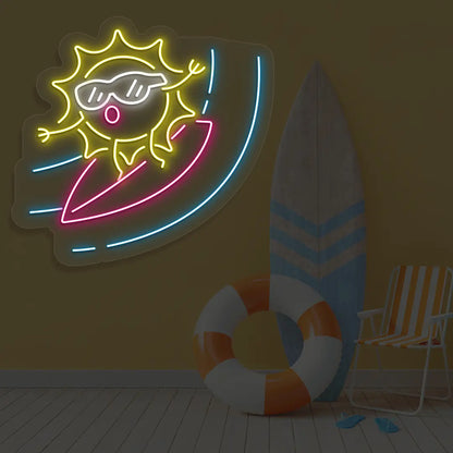 Sunny Surfer Neon Sign in Iceblue color