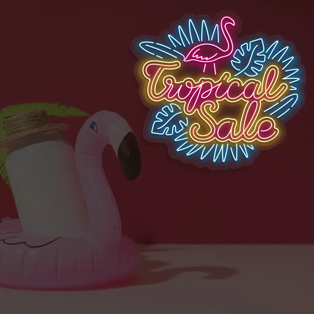 Tropical Sale Neon Sign in Icebue color
